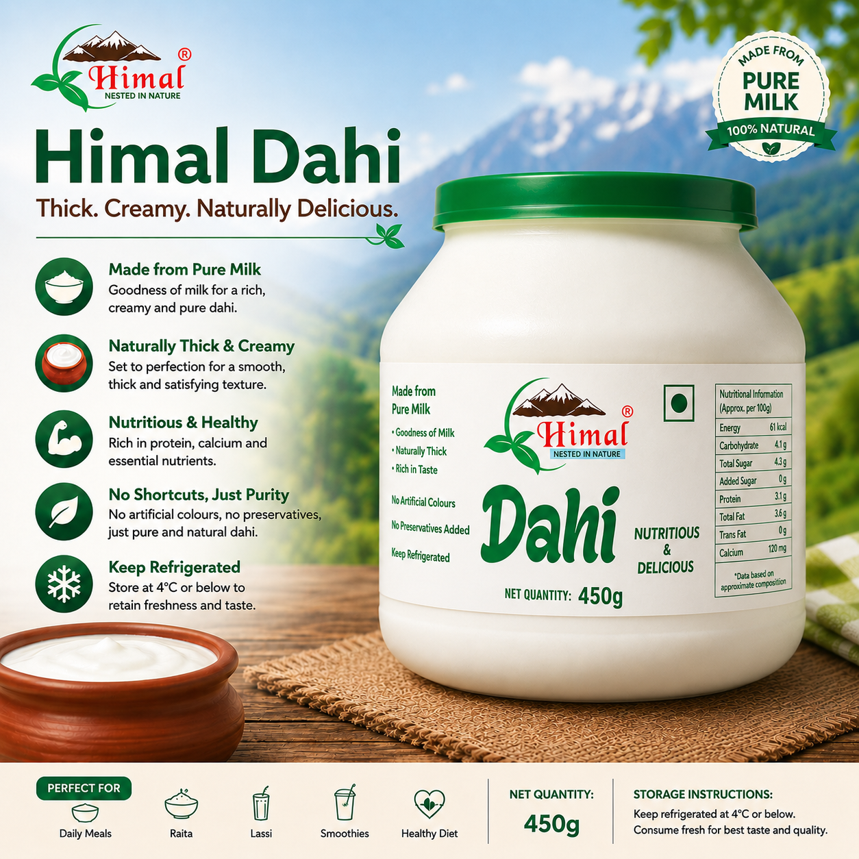 Himal Fresh Dahi 450gm – Thick, Creamy & Naturally Delicious