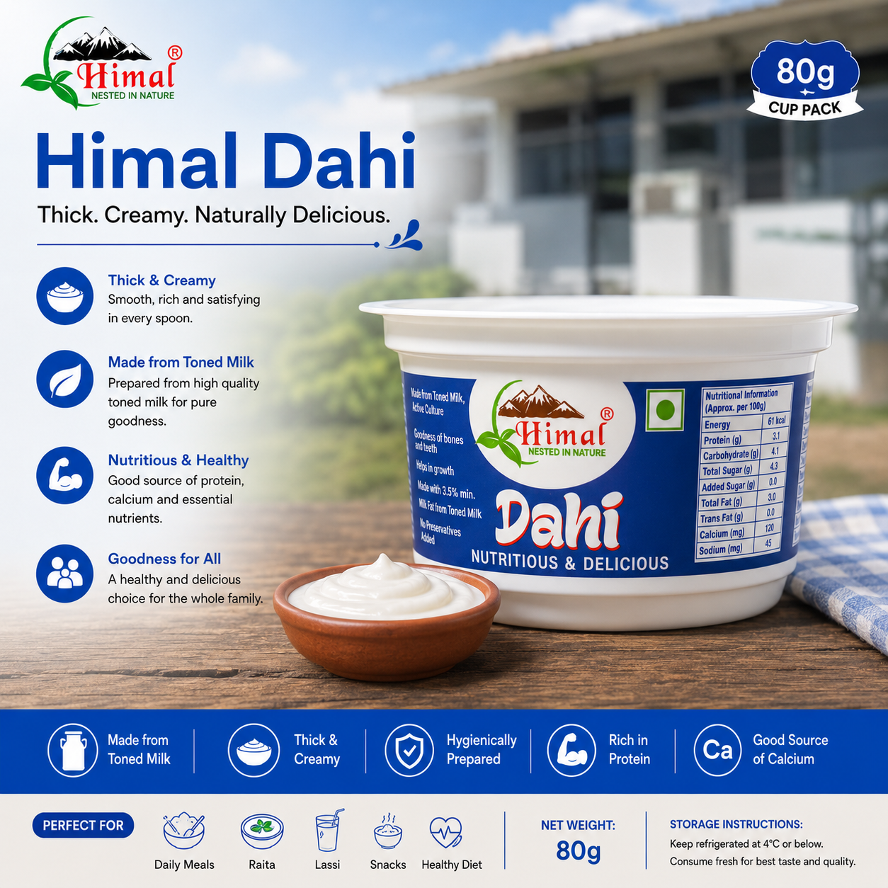 Himal Dahi Cup Pack – 80g | Thick, Creamy & Nutritious